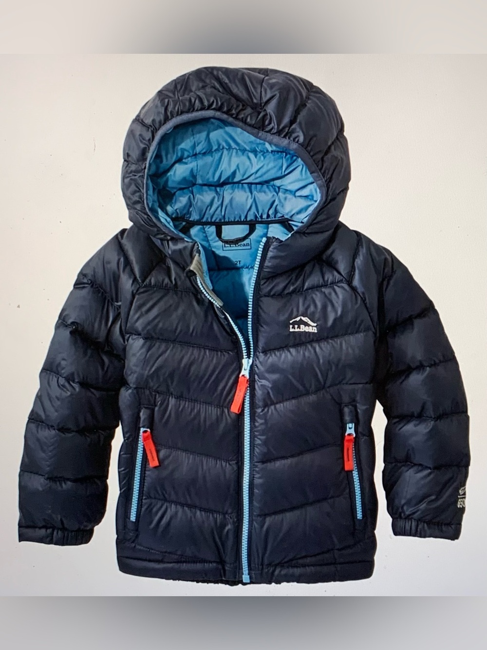 L.L.Bean jacket down 4T hooded ultralight 650 down blue #507407